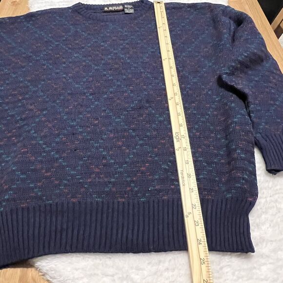 M. Mcmullin Mens Vtg Blue Pullover Sweater Acrylic Wool Blend Sweater Sz L - Picture 9 of 9